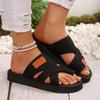 Women's Breathable Mesh Slip-On Sandals, Flat Slippers with Lightweight EVA Foam Sole