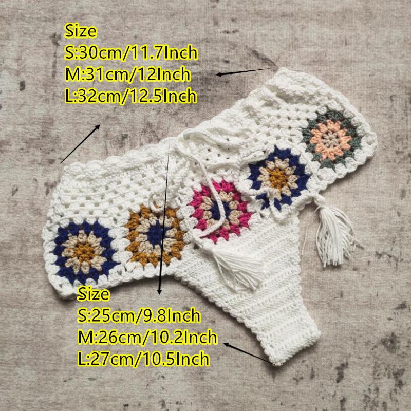 Handmade Crochet Small Square Bikini Set Swimsuit