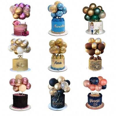 10 sztuk Lateksowe Toppery na Tort Metalowe Cekiny Kolorowe Dekoracje Tortowe Urodziny Wesele Dekoracje Baby Shower Artykuły Do Pieczenia