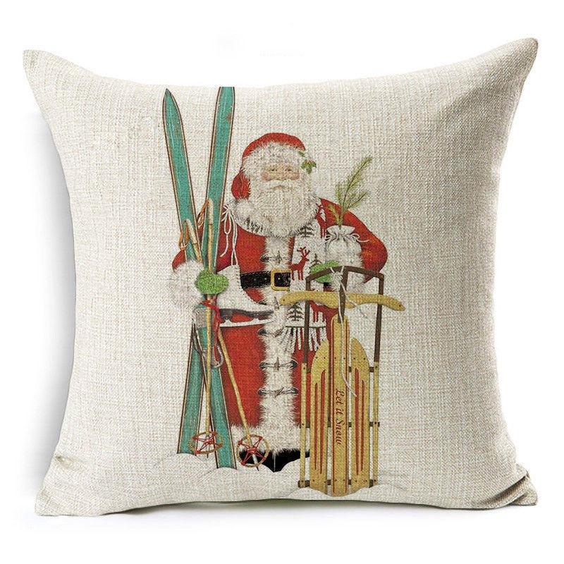 Christmas Decoration Cushion Cover Cartoon Elk Santa Cushion Cover Christmas Pillow Case Linen Decoration Pillow Home Decoration