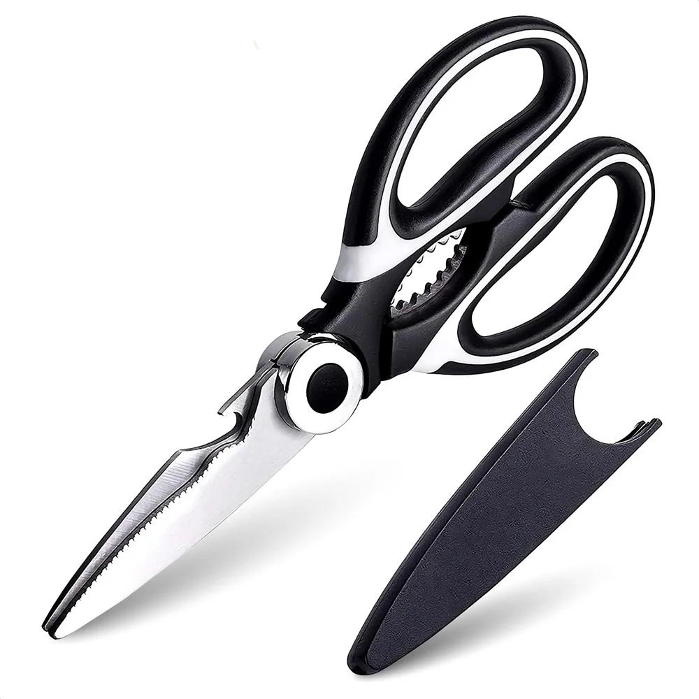 Stainless Steel Smart Kitchen Shears with Cover Scissors Kitchen Gadgets Utility Heavy Duty Kitchen Scissors