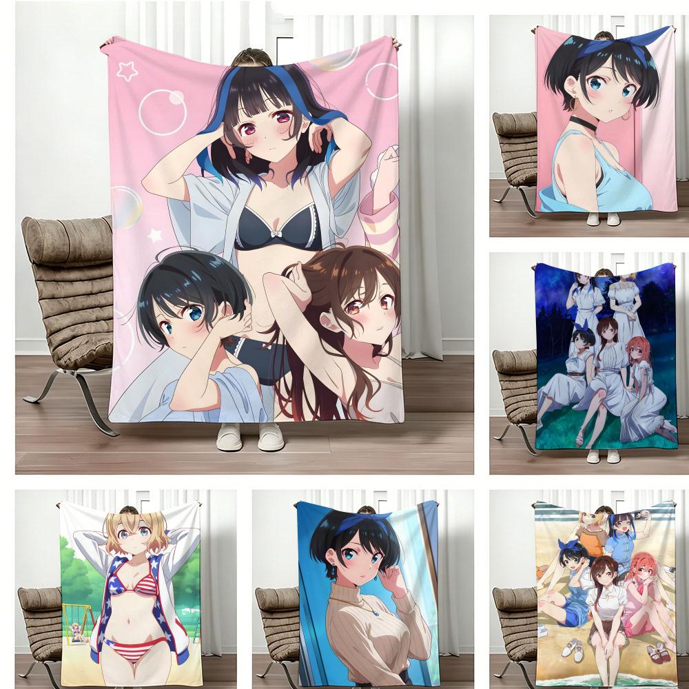 Comedy Anime R-rent a G-girlfriend Throw Lightweight 240g Flannel Blanket Soft Skin-friendly for Summer Cooling