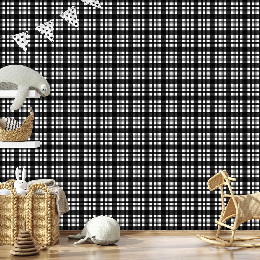 Wallpaper Black and white checkered gray, graphite center 50x1000