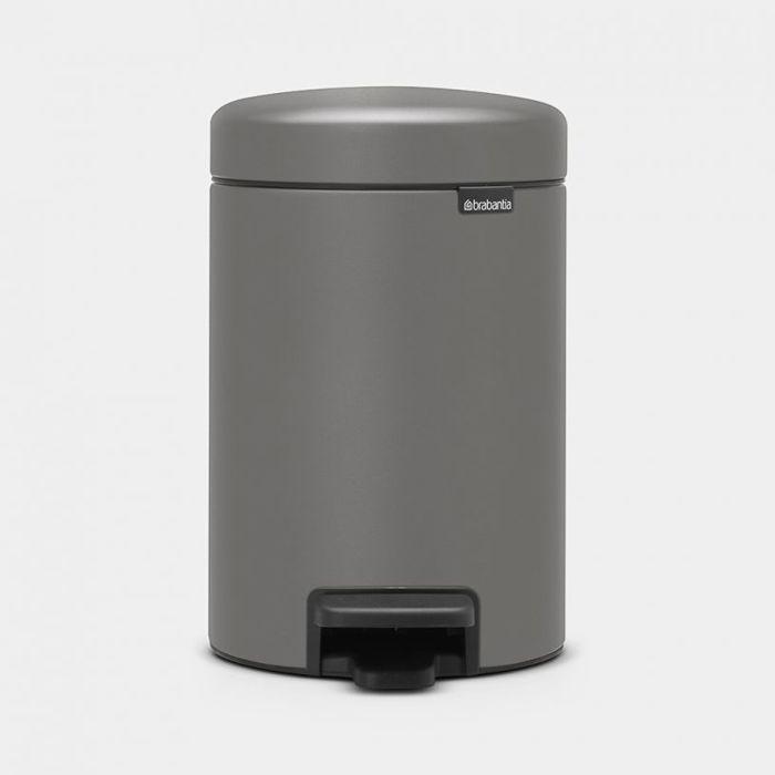 Poubelle à pédale - Brabantia - NewIcon - 3L - Mineral Concrete G - Gris