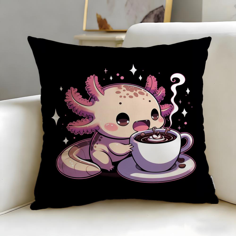 classic animal Axolotl Cushion Cover Soft & Easy-Wash Pillow Case – Versatile for Couch, Bed, Travel and Office