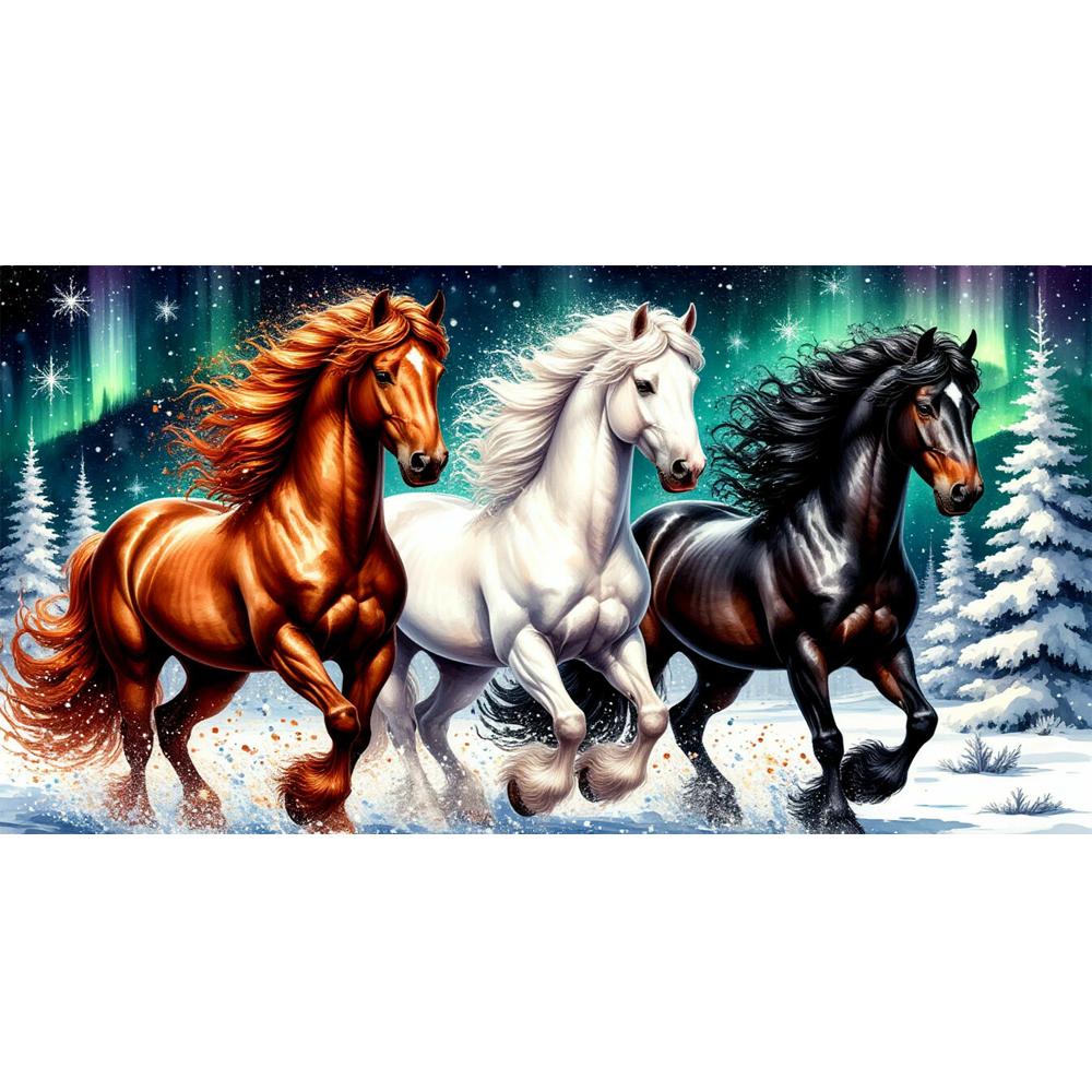 

Большой размер Мозаика Сделай сам Полные наборы для алмазной живописи Искусство Красивый лес Река Лошадь Вышивка Крестиком Стразы round 70x140cm