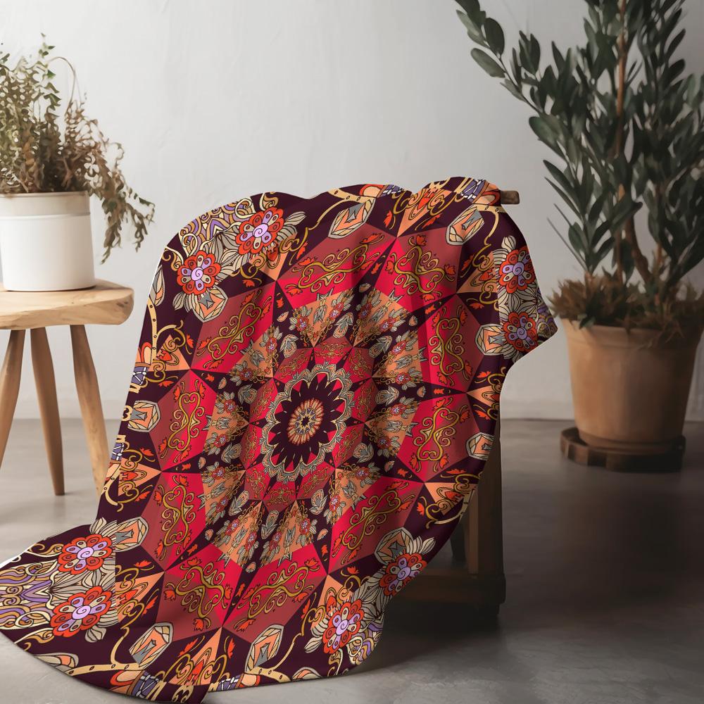 Boho Floral Paisley Mandala Print Blanket Decorative Throw Bedspread Sofa Cover Warm Cozy Gift