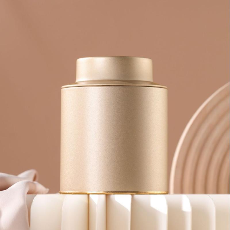 Small Tea Tin Mini Travel Household Sealed Jar Empty Storage Can for Green Black Tea Leaf золотой