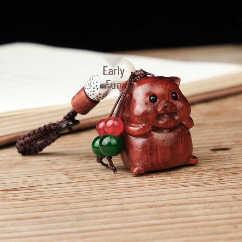 Rosewood Zodiac Animal Charm: Cute Pendant for Phone, Bag, or USB Flash Drive