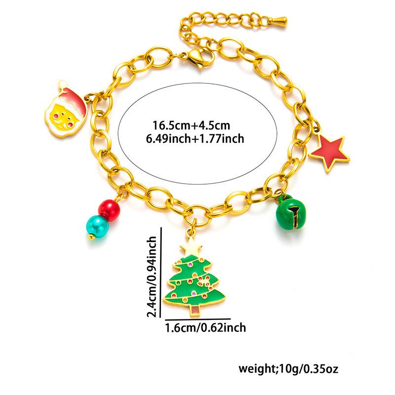 Set de Joyería Navideña de Alta Gama: Collar con Colgante de Reno en Trineo, Pulsera de Árbol de Navidad y Pendientes de Acero de Titanio para Mujer