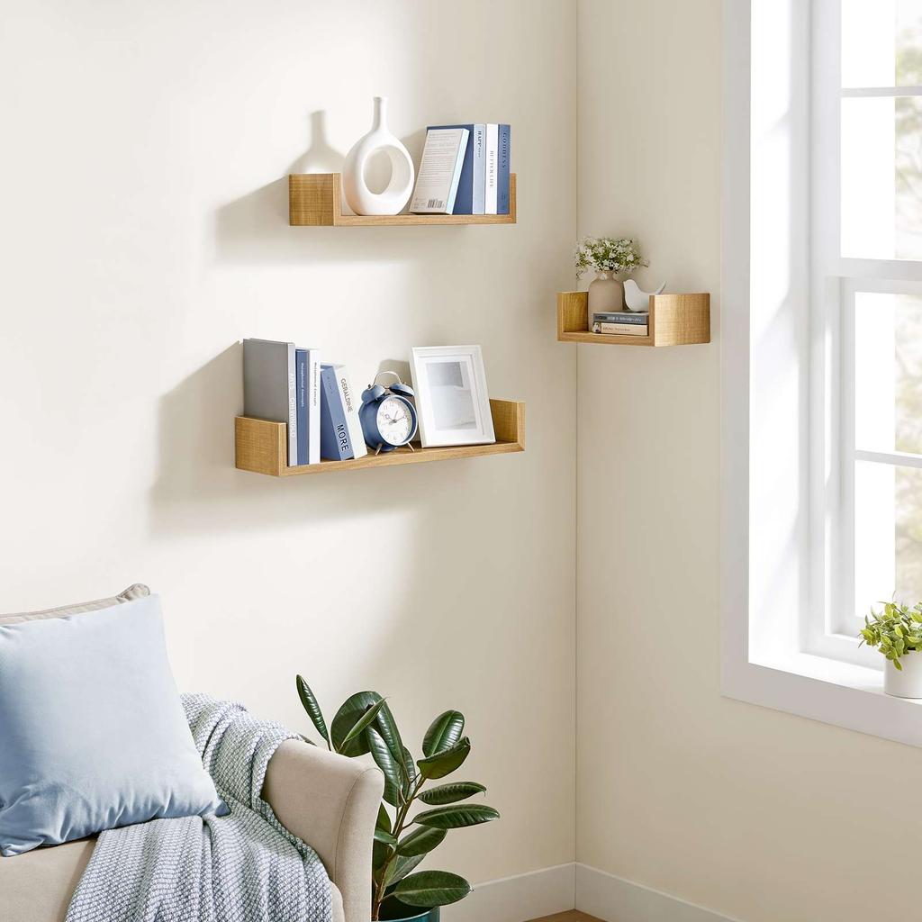 Honey Brown Wall Shelf For Living Room Bedroom 60X15X10