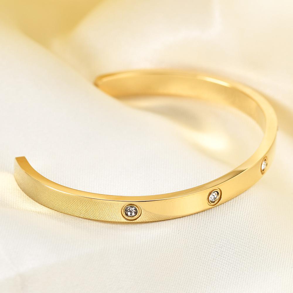 

Модный C-образный браслет из циркона 5 мм с инкрустацией для пары золотой