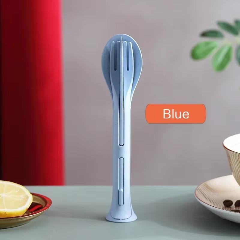 3-piece Portable Cutlery Set with Detachable Wheat Straw, Suitable for Travel, Picnics, Camping.