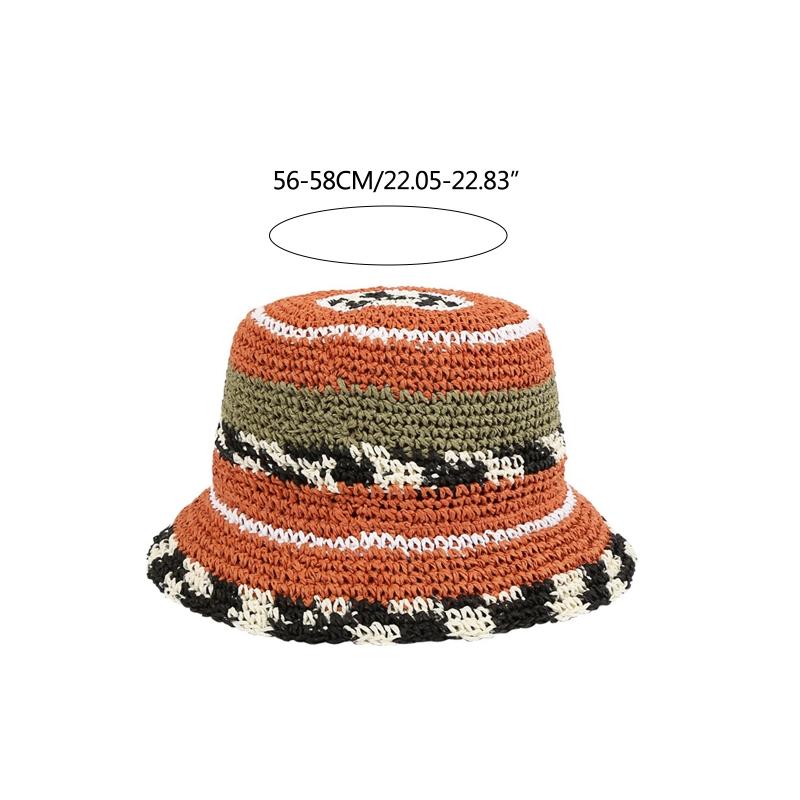 Handmade Crochet Bucket Hat Colorful Beanie Hat Wide Brim Fisherman Cap for Outdoor Summer Camping Climbing Hiking