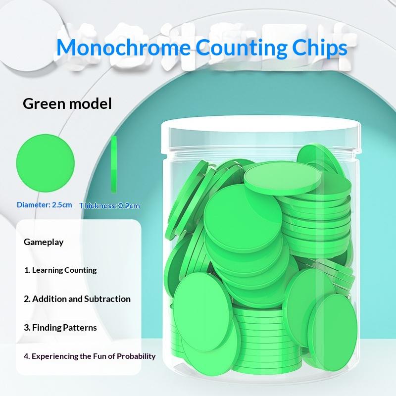 100Pcs Plastic Counting Tokens Colored Round Addition Subtraction Operation Math Teaching Tool Board Game Tokens Bingo Markers