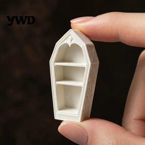 Compact Shelf for Miniature Figures Gothic Coffin-Shaped Jewelry Storage Box, 3D Printed Mini Casket Ring Box Trinket Holder, Halloween Spooky