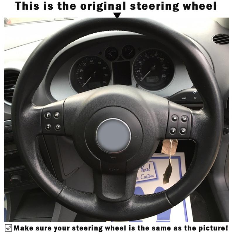 WCaRFun Hand-stitched Black Artificial Leather Car Steering Wheel Cover for Seat Ibiza 6L Leon 2007 2008