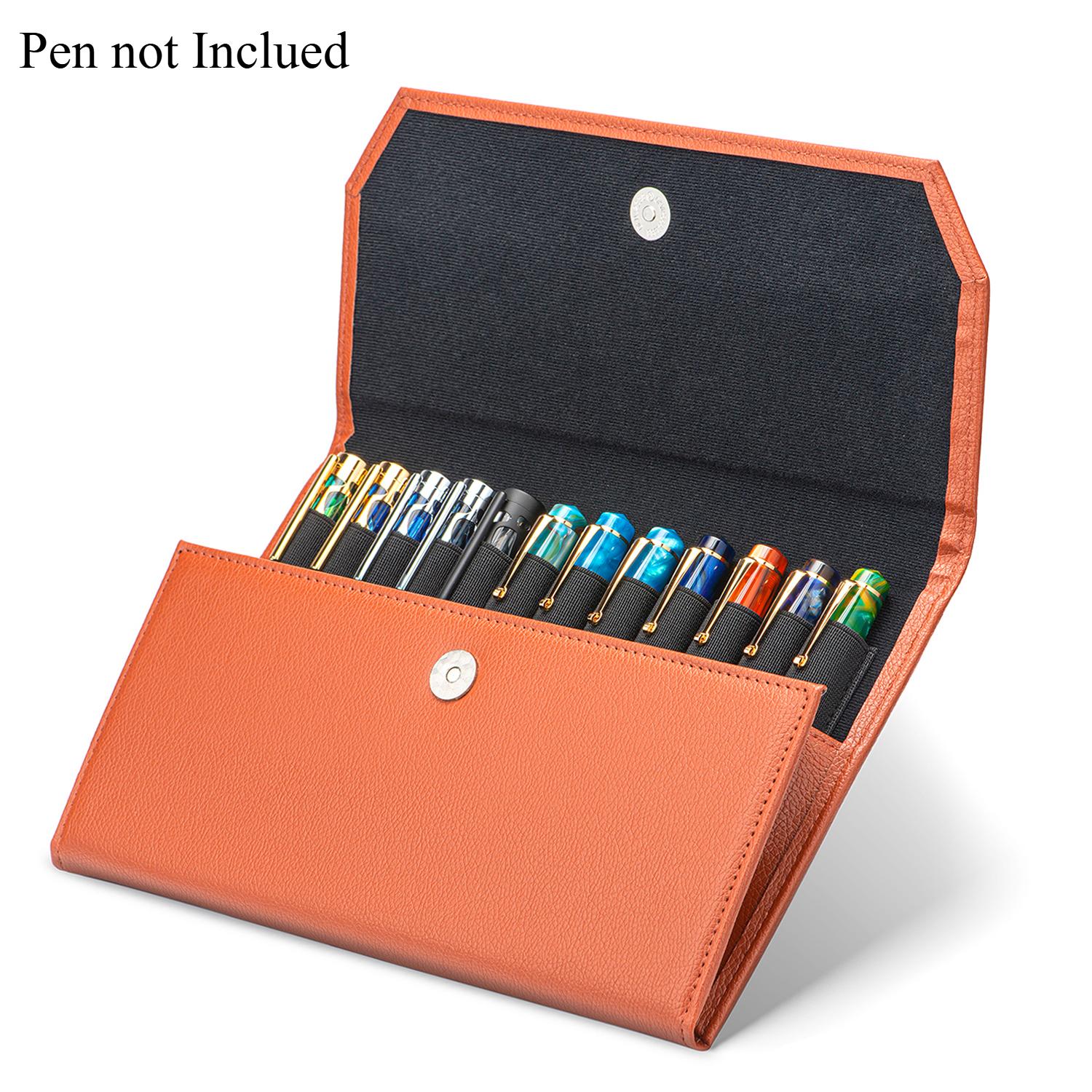 

Asvine Fountain Pen Case 12 Grid Pen Storage Bag Genuine Leather Minimalist Waterproof Dustproof Case Stationery Protection Bag коричневый