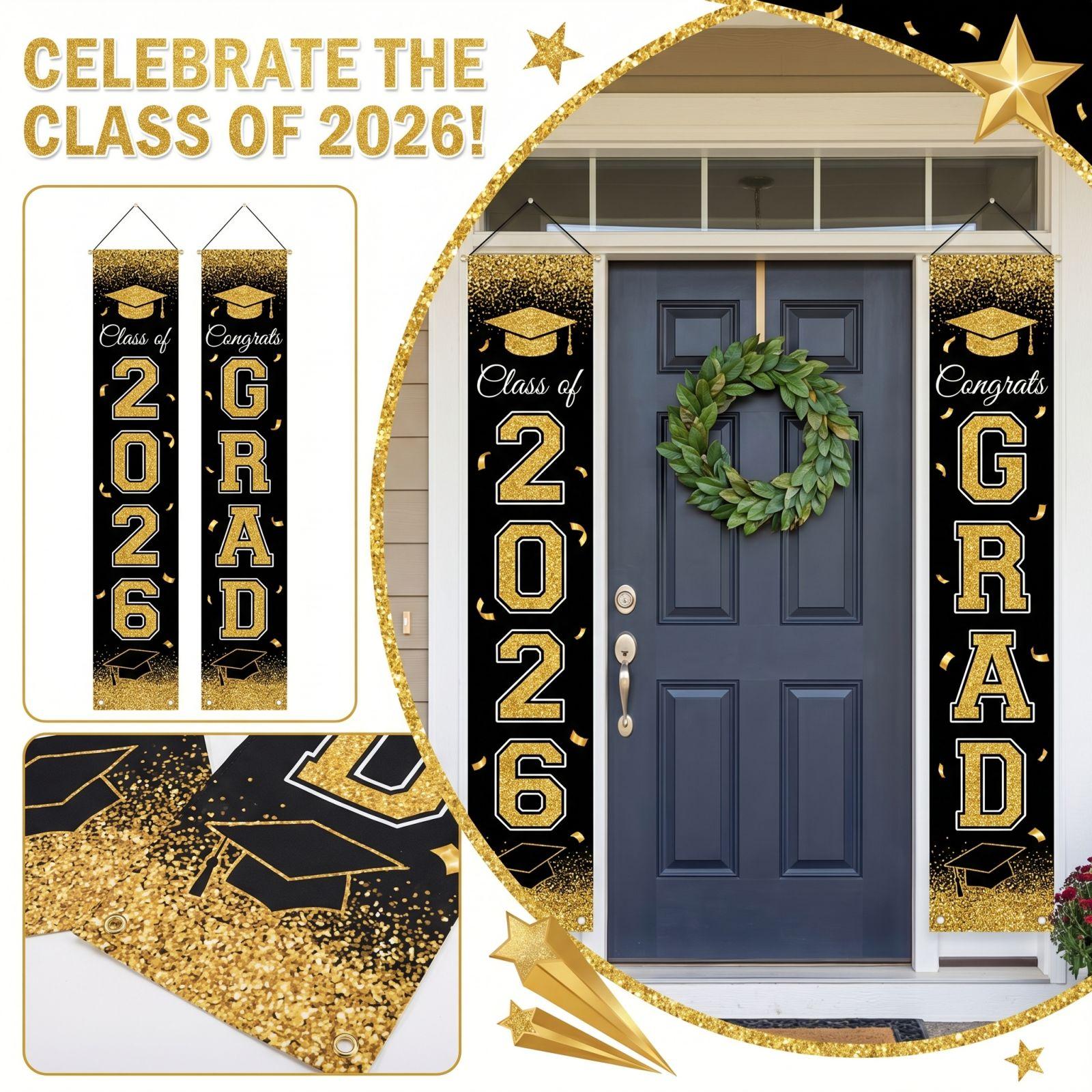 

Украшение для выпускного класса Флаг на дверь Подвесной флаг Украшения для выпускной вечеринки one size