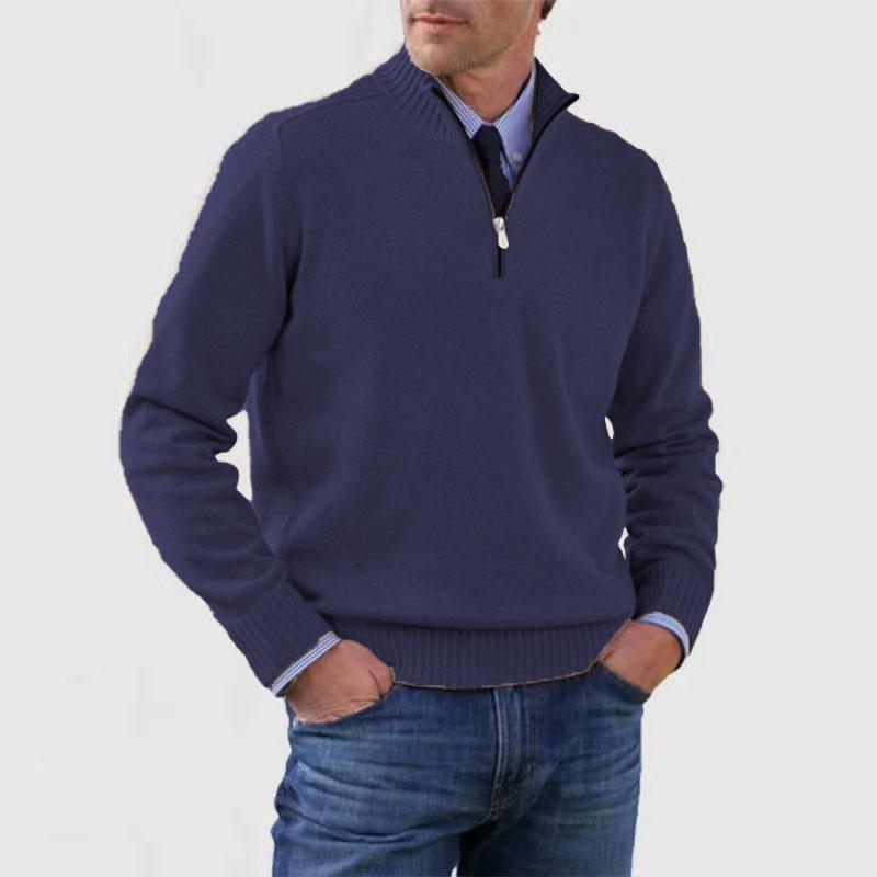 Autumn/Winter Men'S Plus-Size Knit Top, Zip-Up Knit Shirt, Warm Base Layer, Sweater For Men