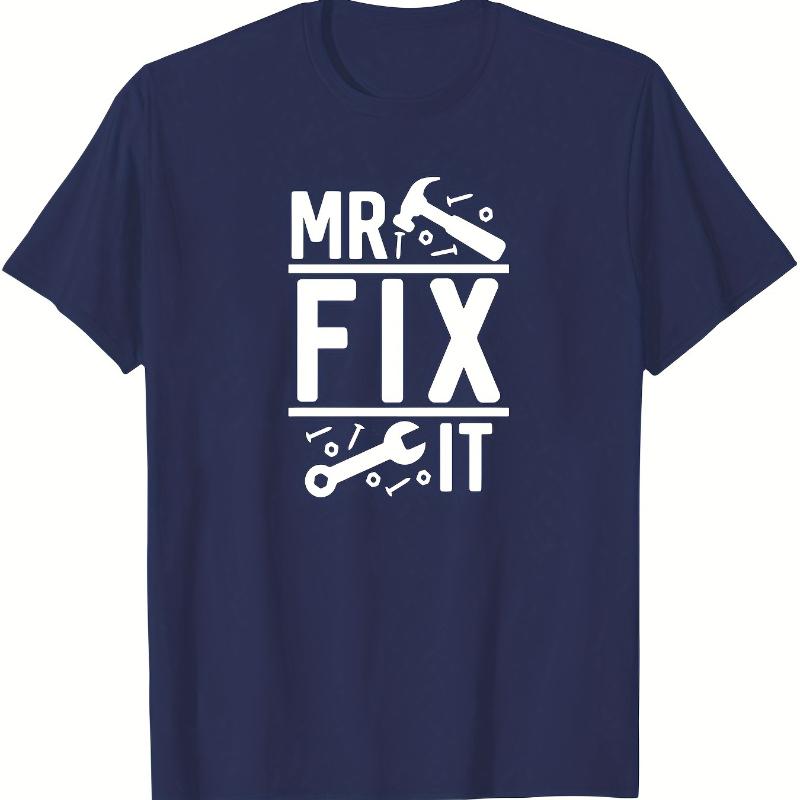 

Mr Fix It Tool Theme Print T-Shirt Breathable Cool, Comfortable Wear,Daily Casua XXL білий