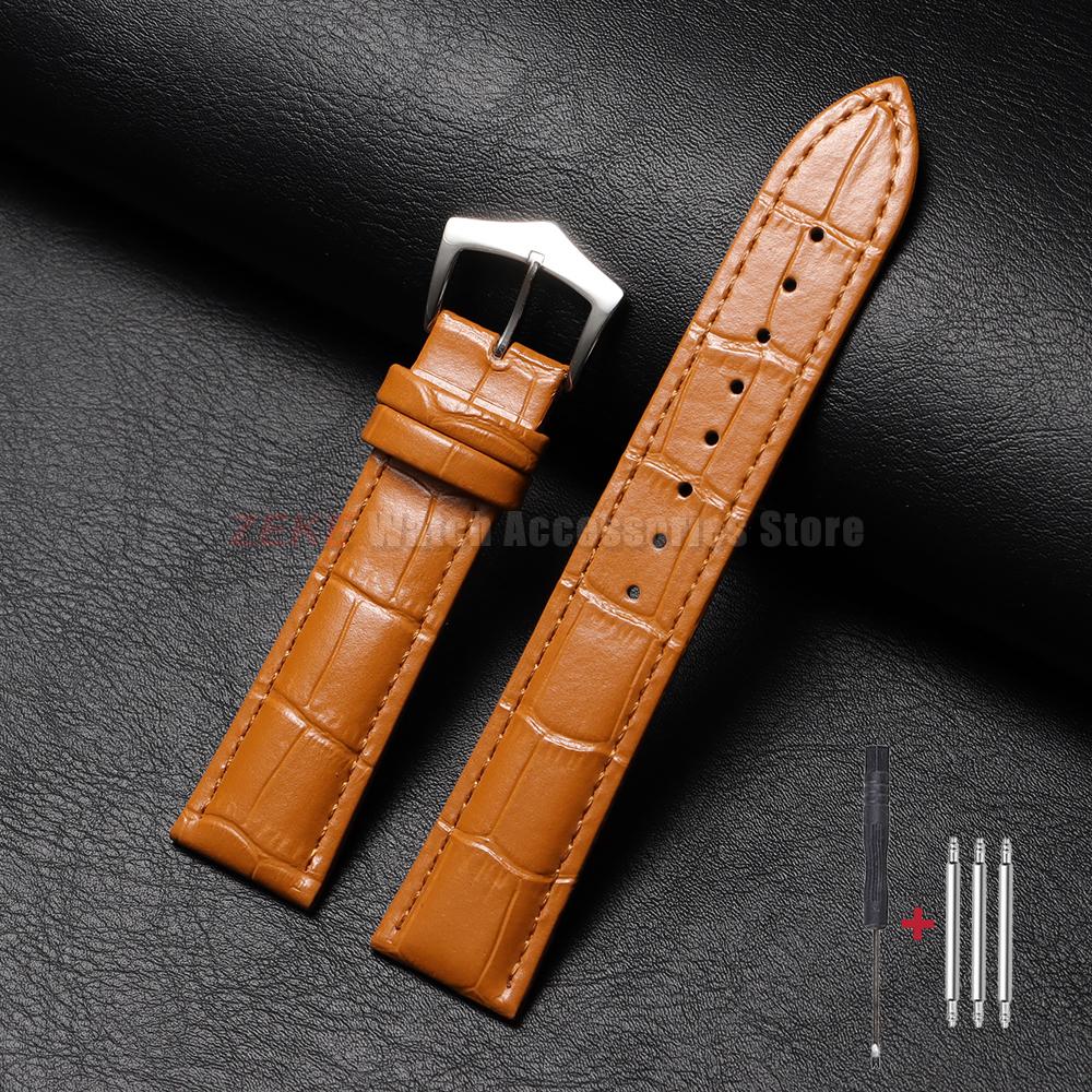 

Ремешок 14мм 16мм 18мм 20мм 22мм Высококачественная телячья кожа Натуральная кожа Стальная пряжка-штифт Ремешок для часов Узор слабс Аксессуары для часов 16mm светло-коричневого