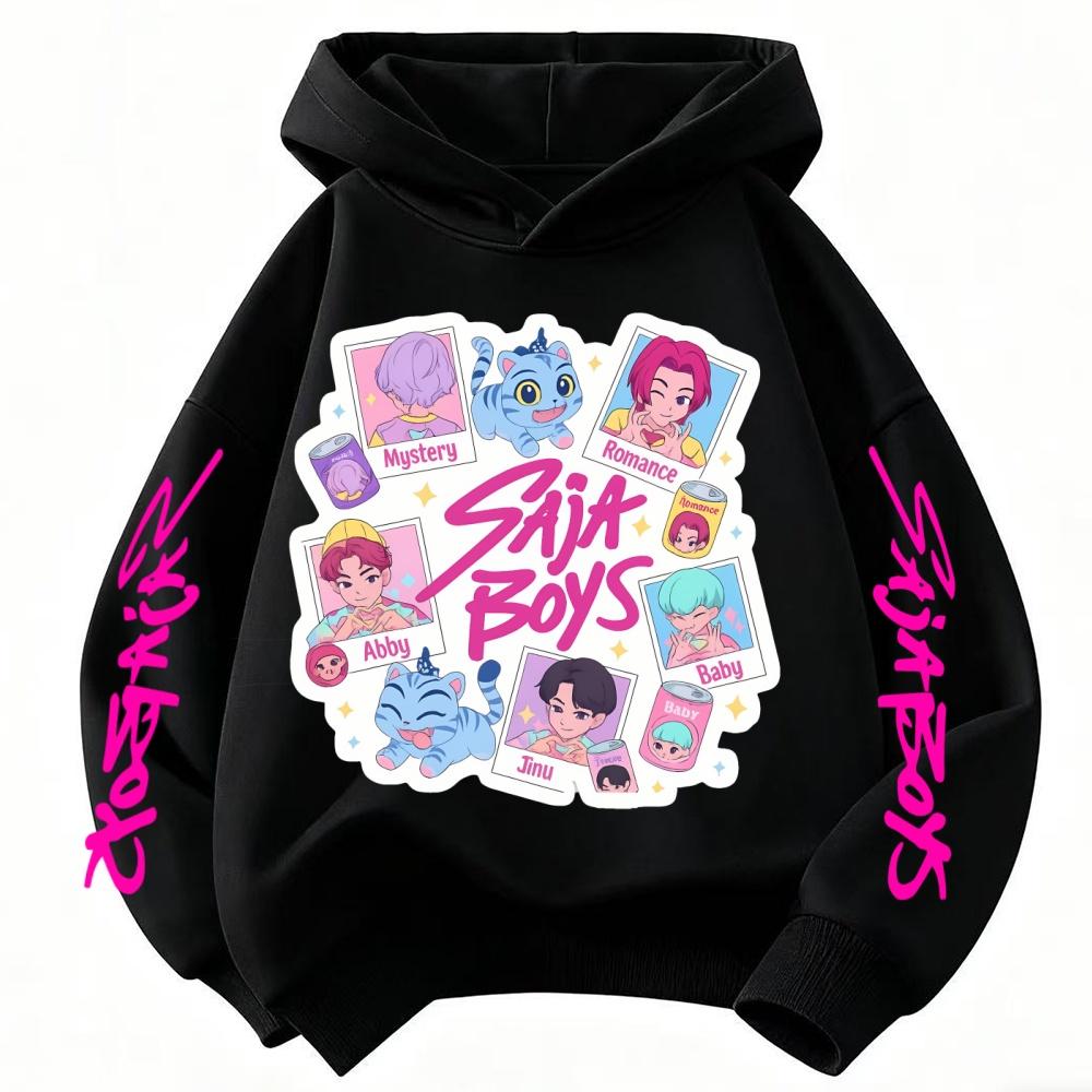 KPop Demon Hunters Print Children's Hoodies Tops Boy Girls Coat Casual Sweatshirr Pink Child 3-14 Year the Spring Autumn