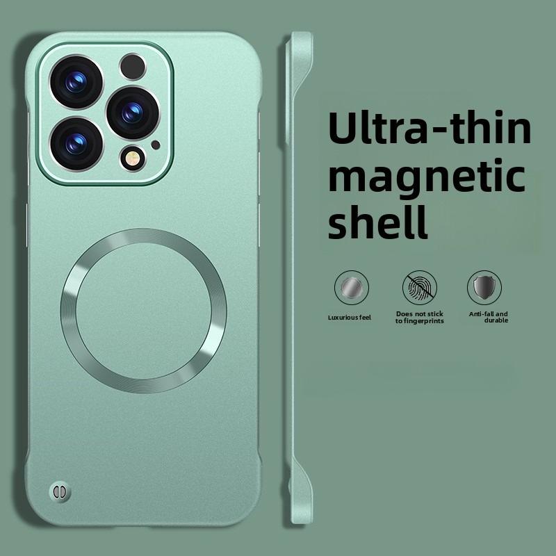 Frameless Magnetic Phone Case For iPhone 17 Air 16 15 14 13 12 Pro Max Plus For Magsafe Solid Color Hard PC Back Cover