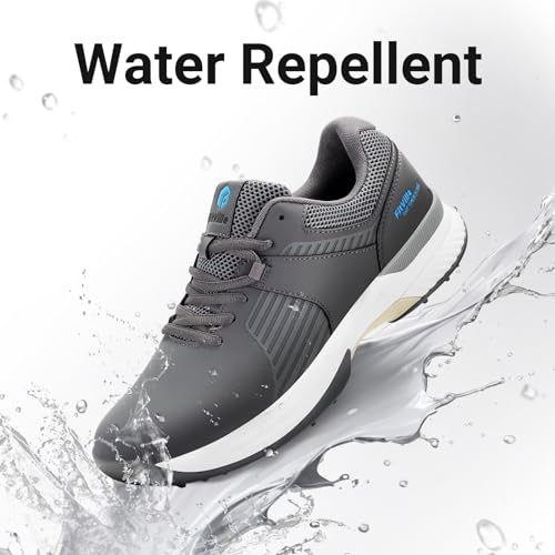 FitVille Men's Wide Golf Shoes, 2E/4E, Spikes, Lightweight, Water-Repellent, High-Instep, Perfect for Beginners and Practice, Plus Sizes Available