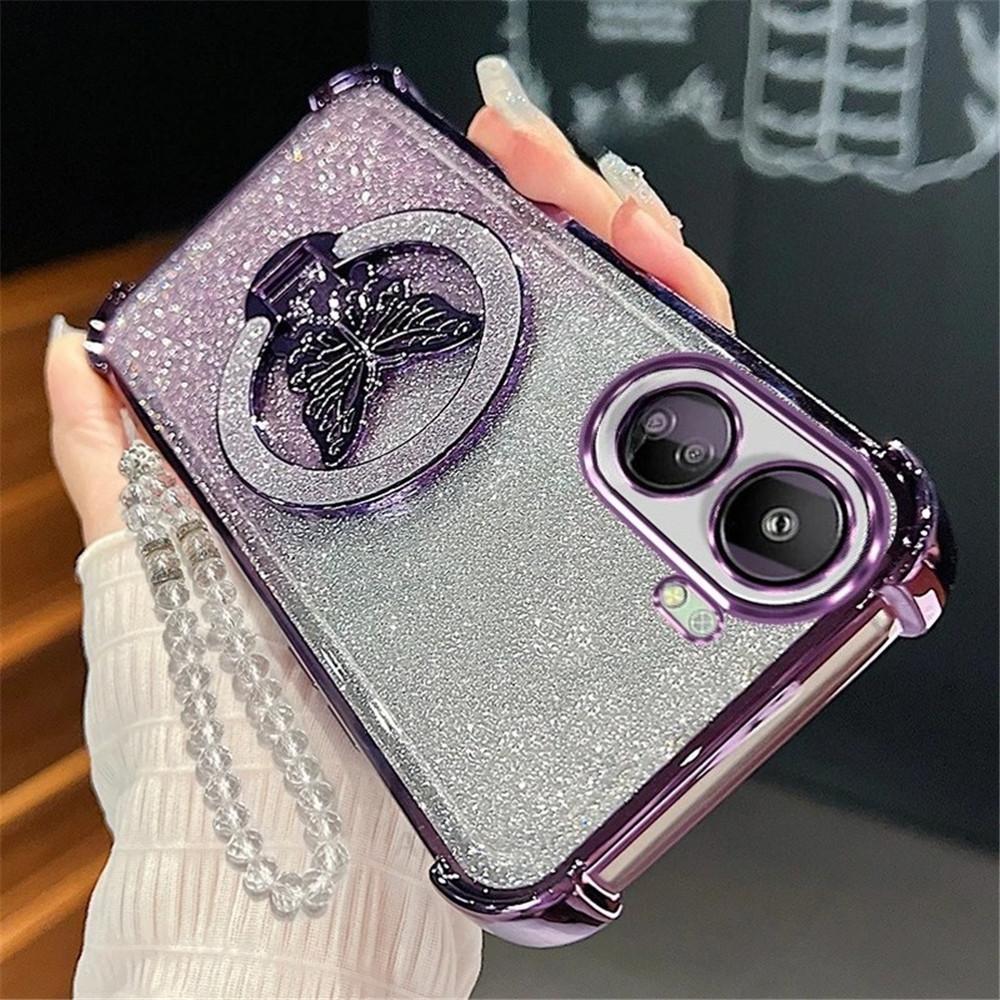 Glitter Vlinder Kristallen Armband Telefoonhoesje Voor Xiaomi 15T Pro 14T 13T 12T 11 Lite 12 17 Pro Max Schokbestendig Zacht Siliconen Hoesje