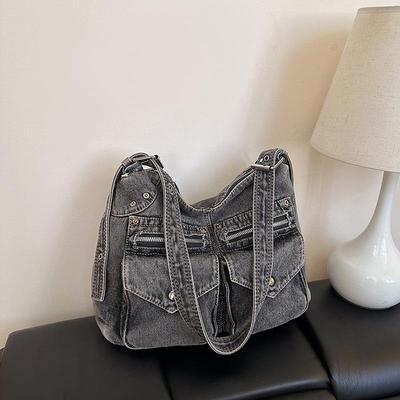 Women's Large Capacity Retro Canvas Crossbody Tote Bag with Double Pockets - Autumn 2025.