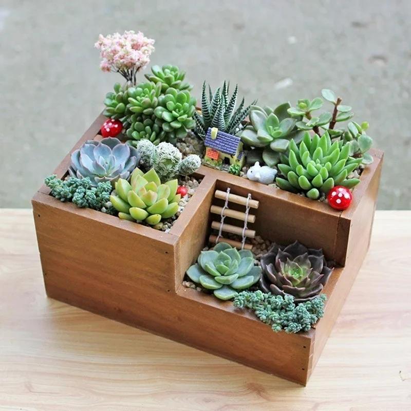 Multifunctional Wooden Garden Herb Planting Box Windowsill Flower Box Trough Pot Succulent Flower Bed New Product