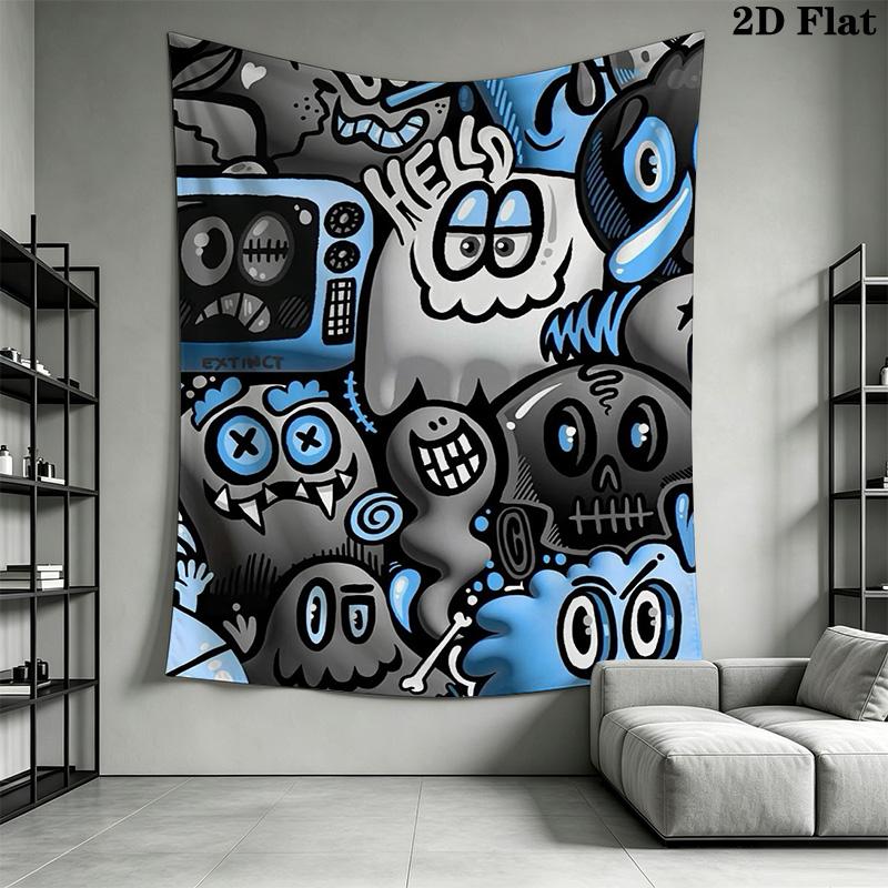 Dark Monster Cartoon Carnival Pattern Home Decor Tapestry, Wall Hanging, Decorative RV Wall Cloth.NGT0928047