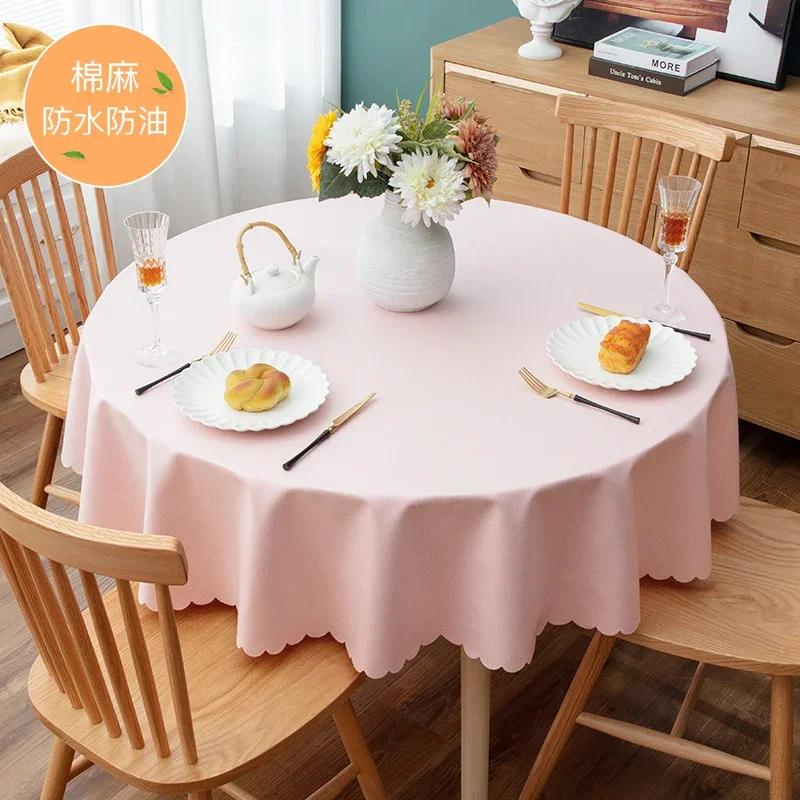 Proud Rose Waterproof Round Table Cloth Pvc Oil-Proof Table Cover European Household Round Plastic Dining Tablecloth Table Cover