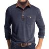 Men’S Long Sleeve Polo Shirt Casual Slim Fit Henley Collar T-Shirt With Pocket Smart Blend Tops