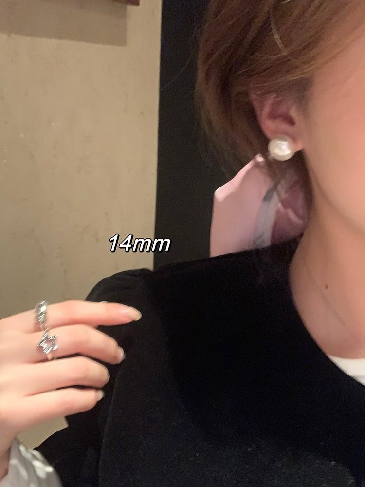 Shijia Graue Perle Runde Ohrringe: Retro Französisches Design, Eleganter Allround-Schmuck für Frauen