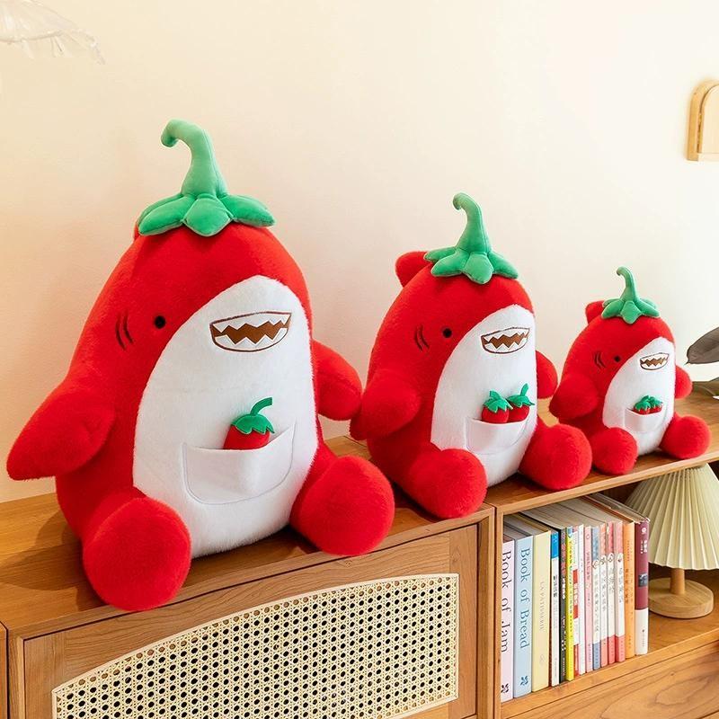 Creative Pepper Chili Shark Plush Doll Marine Animal Cushion Plushie Gift Toy