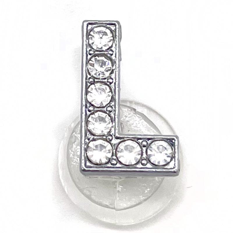 Charms Scarpe Diamante Strass Scintillante Lettera Argento Cristallo Alfabeto Decorazioni Scarpe Gioielli Slider Braccialetto Braccialetti