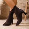 Faux Suede High Heels Ankle Boots Women  Winter Fashion Knitted Elastic Boots Woman Plus Size 42 Thick Heeled Short Botas