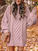 Women's Oversized Cable Knit Sweater In Multiple Colors - Gray, Brown, Burgundy, White, Black
