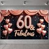 60th Birthday Banner Rhinestone Embellished Adult Birthday Background Birthday Celebration Display Sparkly Diamonds For Adult
