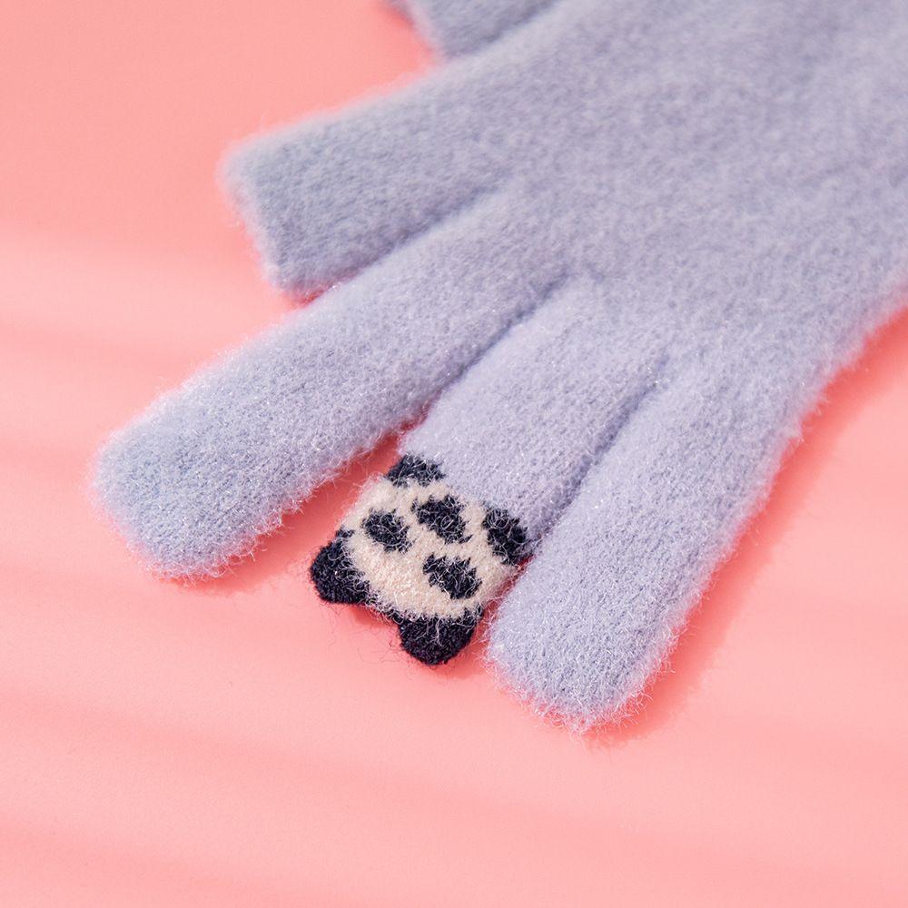 Kawaii  Thicken Letter Cycling Panda Outdoor Gloves Women Winter Gloves Korean Mittens