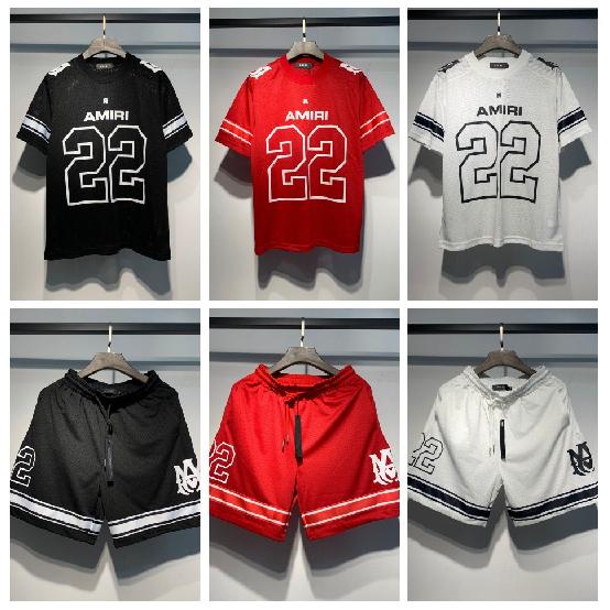 New Short Sleeve T Shirt numbers22No. 10 Jersey Football Uniform Mesh Sports Casual Shorts Couple Set