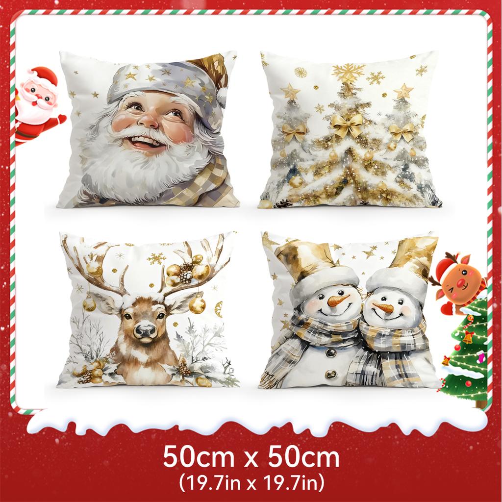 Christmas Illustration Pillowcase Bedroom Sofa Cushion Cover 100% Polyester Living Room Cushion Pillowcase Home Decor