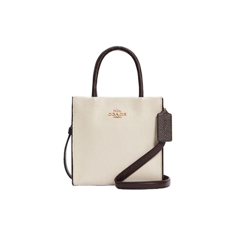 

New COACH Cally Pebbled Leather With Canvas Sheet Music Bag, Handbag, Shoulder Bag, Crossbody Bag Mini Women s C2183-IMOT4 17.0*8.4*16.5CM