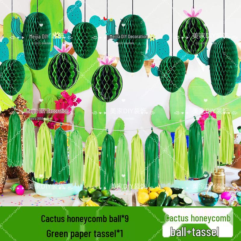 Spring Tropical Fruit Party Ceiling Decorations: Pineapple, Strawberry, Apple, and Grape Honeycomb Balls