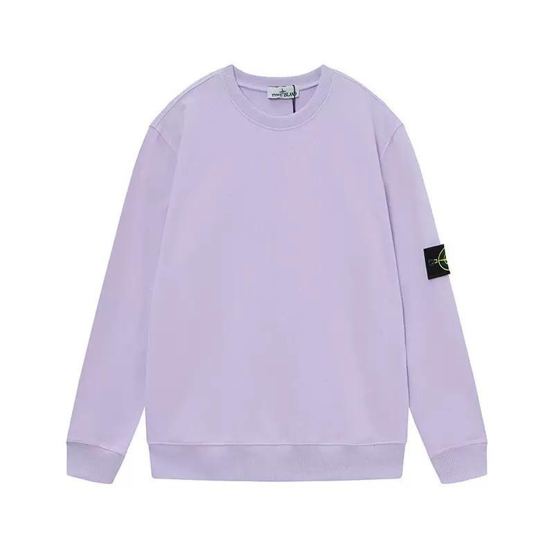 Classic Stone Island Solid Color Crewneck Sweatshirt Badge Long Sleeve Loose Fit Couples