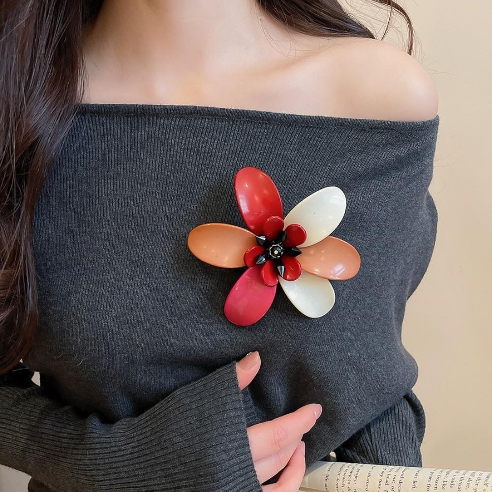 Multi Floral Petal Big Flower Badge Pin Exaggerated Vintage Colors Clothes Pin  Party Favors
