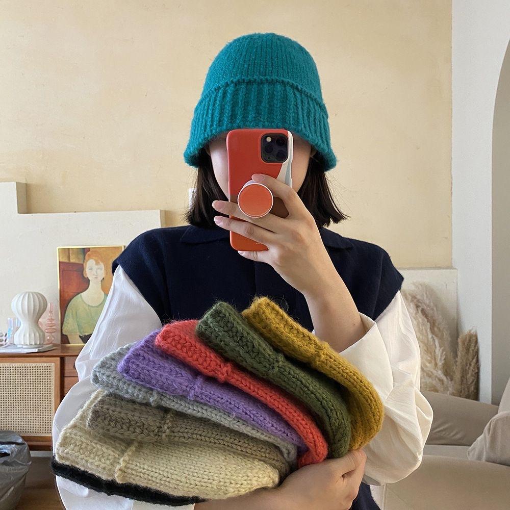 Plaid Wool Hat Women's Autumn and Winter Niche Design Sense Knitted Hat Warm and Cold-proof Bag Head Cold Hat