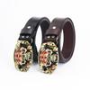Cowhide Men's Belt - Personalized Barber Stylist Exclusive with Clown Skull Design